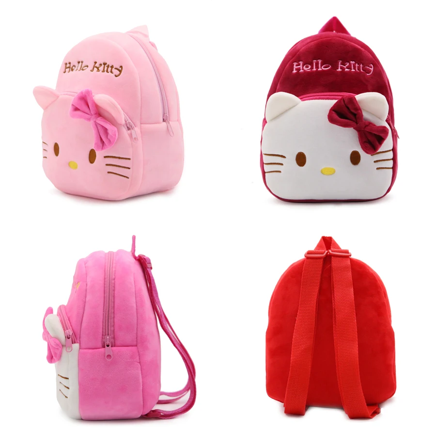 

1-3 Years Baby Plush Backpack Cute Cartoon Pink Rose Wine Red Hello Kitty Cat Plush Bag Soft Toy Children's School Bag