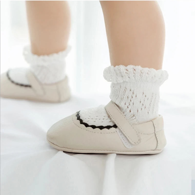 Baby Girls lace Short anti-slip Socks Cotton Newborn infant Princess Ruffle kid mesh toddler white Sock child Clothing Accessory 4