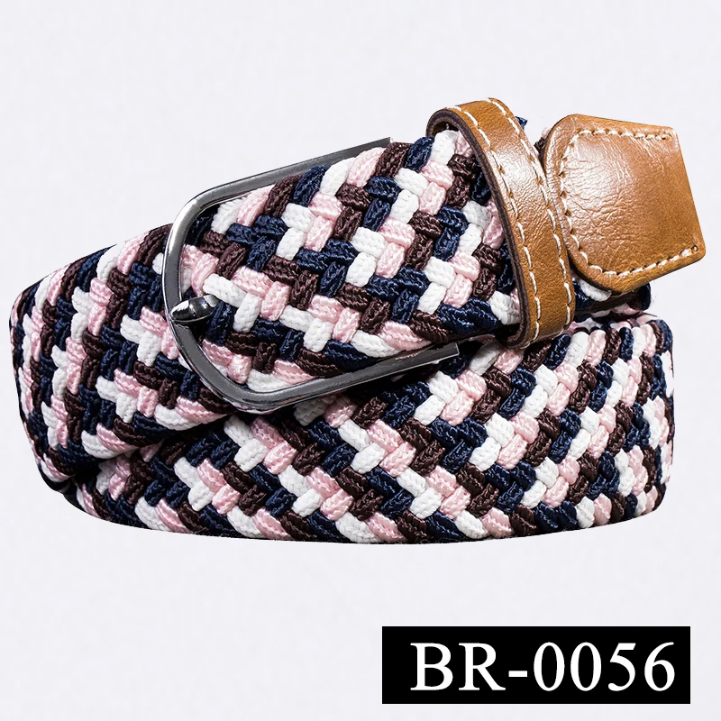 KD-0056 BR-0062 мужской женский эластичный пояс Повседневный ремень для джинсов ремень высокого качества тканый ковбойский вязаный ремень пряжка 3,5 см Ширина - Цвет: KD-0056
