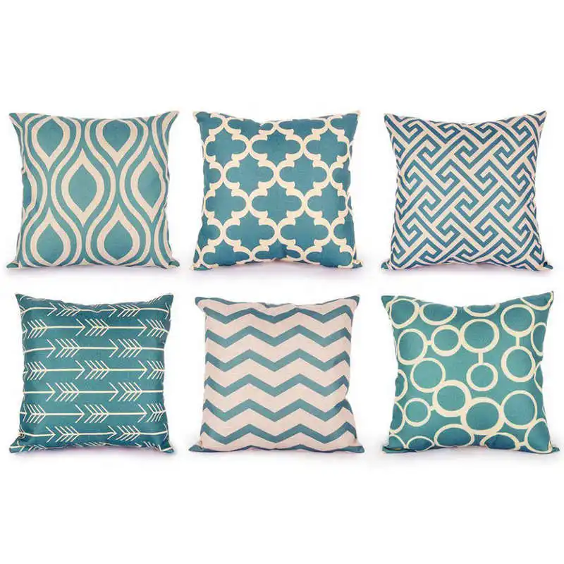  6PCSet Fashion Home Decorative Pillowcase Cotton Linen Sofa Cushion Throw Pillow Cover pillow case 4545 geometric #3o12#f (8)