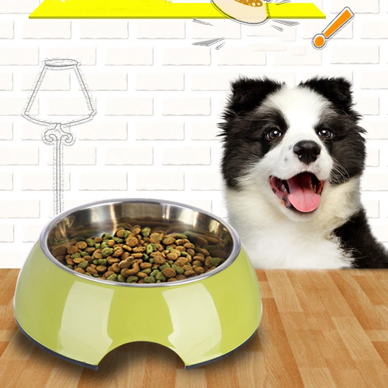 

1PC Durable Stainless Steel Pet Dog Food Bowl Anti Skid Pet Feeder for Dogs Multi-function Cat Food Water Container - Color Rand