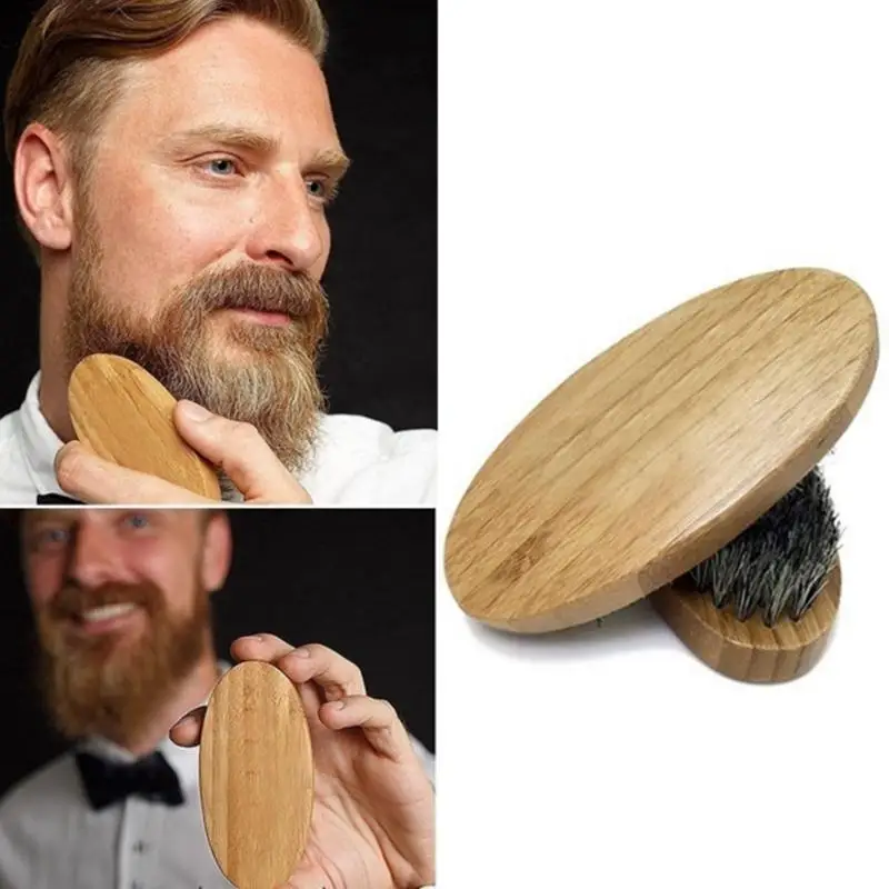 

8cm Natural Boar Bristle Beard Brush Comb For Men Shaving Bamboo Face Massage Beard Comb Beards Mustache