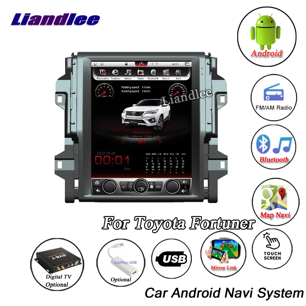 Liandlee Автомобиль Android для Toyota Fortuner~ Tesla стиль радио Carplay gps BT Wifi Navi карта навигация Мультимедиа