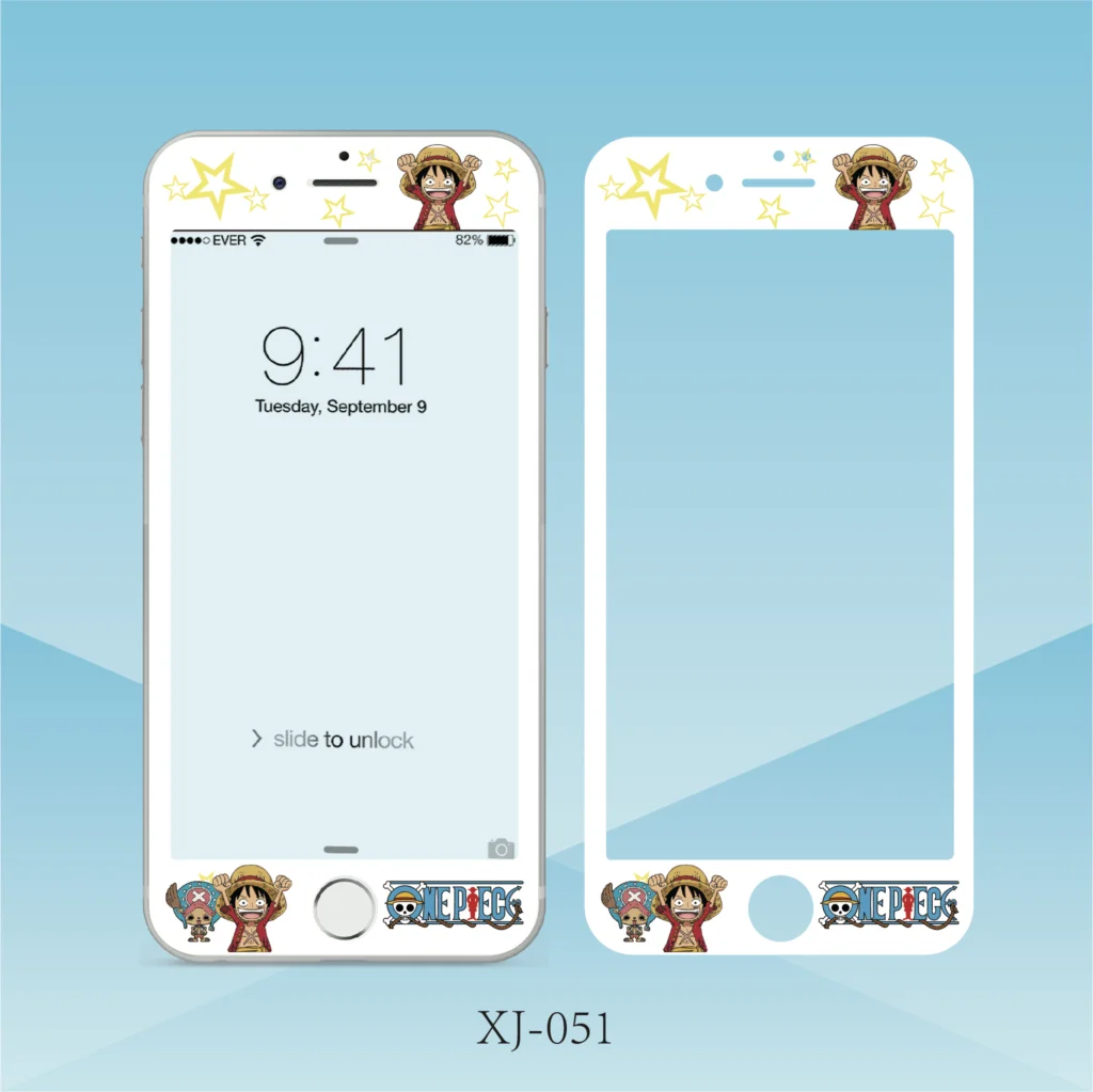 

Rlenda 9H Full Cover Tempered Glass Protective Film for iphone 8 7 6 6s Plus Screen Protector Cartoon One Piece Luffy Chopper