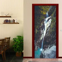 Creative 2Pcs/Set Color Waterfall Door Art Decor Home DIY Door Stickers Pattern for Wall Room Home Door Decor Decoration tree shaded trail pattern door art stickers