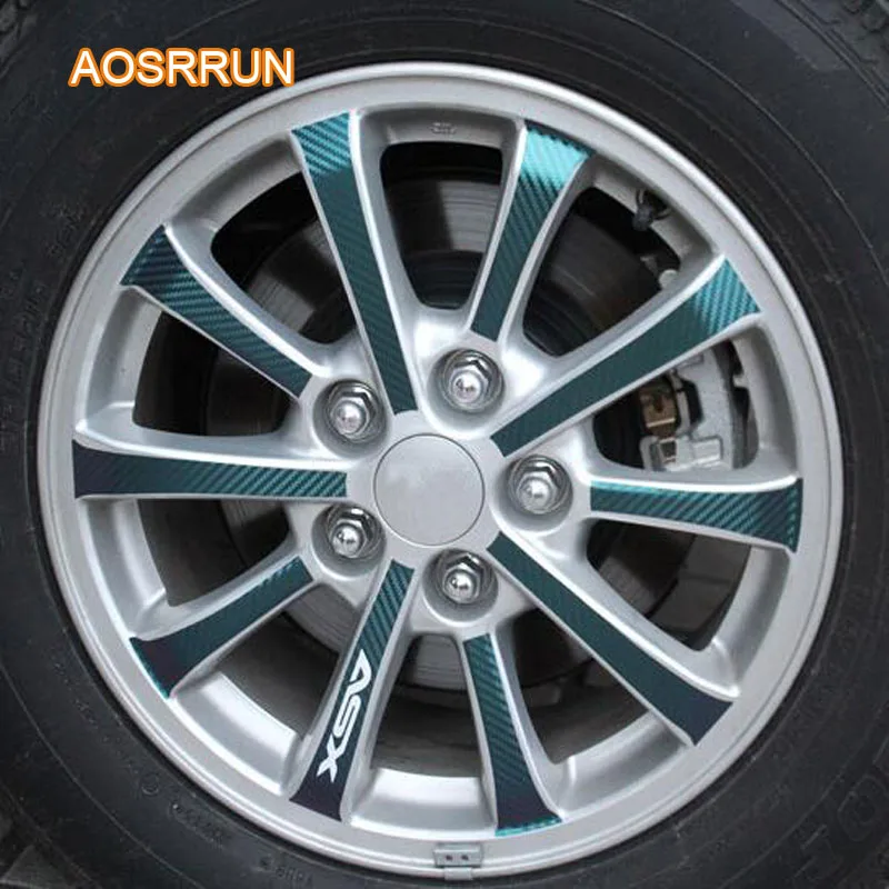 

AOSRRUN Carbon fiber grain wheel hub pasted tire carbon fiber car sticker Car accessories cover For Mitsubishi ASX 2018 2017