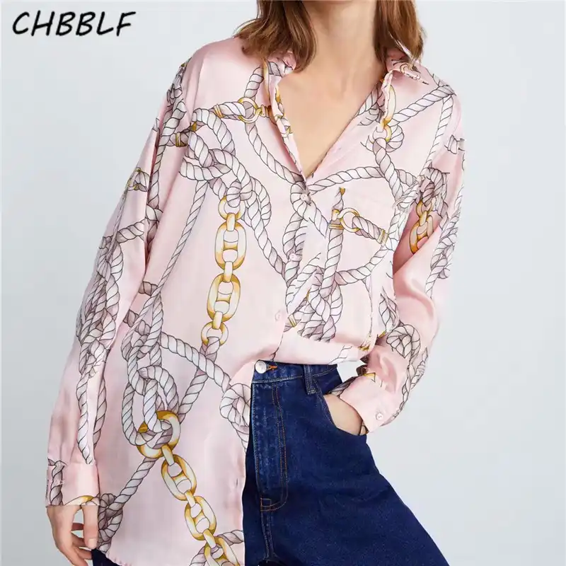 Pink chain print blouse Clearance