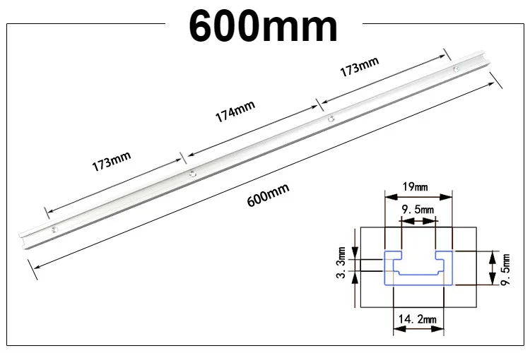 Т-треки алюминиевый сплав слот Торцовочная дорожка джиг приспособление для фрезерного стола ленточные пилы деревообрабатывающий инструмент 300 мм/400 мм/600 мм/800 мм - Цвет: 1Pc 600mm T-track