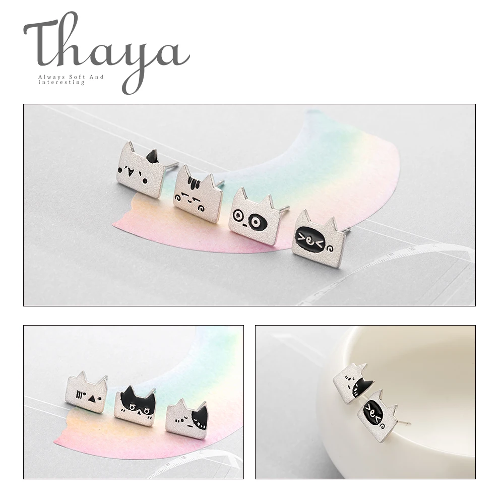 Thaya Expression Cat еженедельная серия S925 серьги-гвоздики животный дизайн для женщин ювелирный подарок