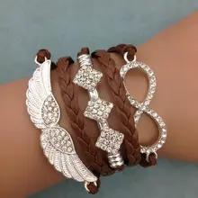 1 шт бесконечно ручная работа браслет. Металлический Шарм, восковой шнур, кожаный браслет, модный драгоценный браслет 3632