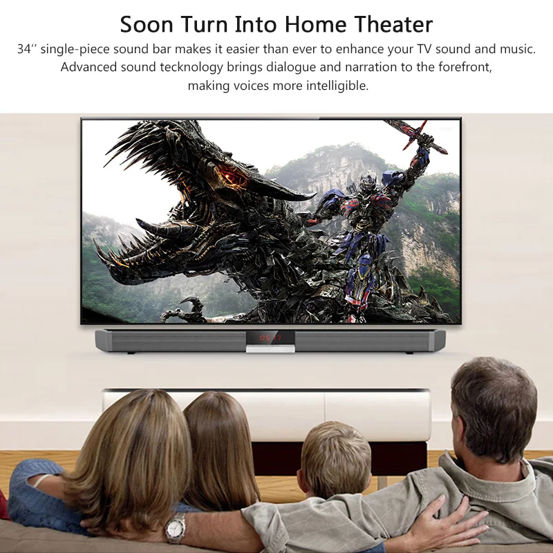 XGODY SR100 Plus Bluetooth Soundbar for TV Wireless Speaker Aux-In Coaxial Optical Subwoofer Home Theater Free to E.U Countries