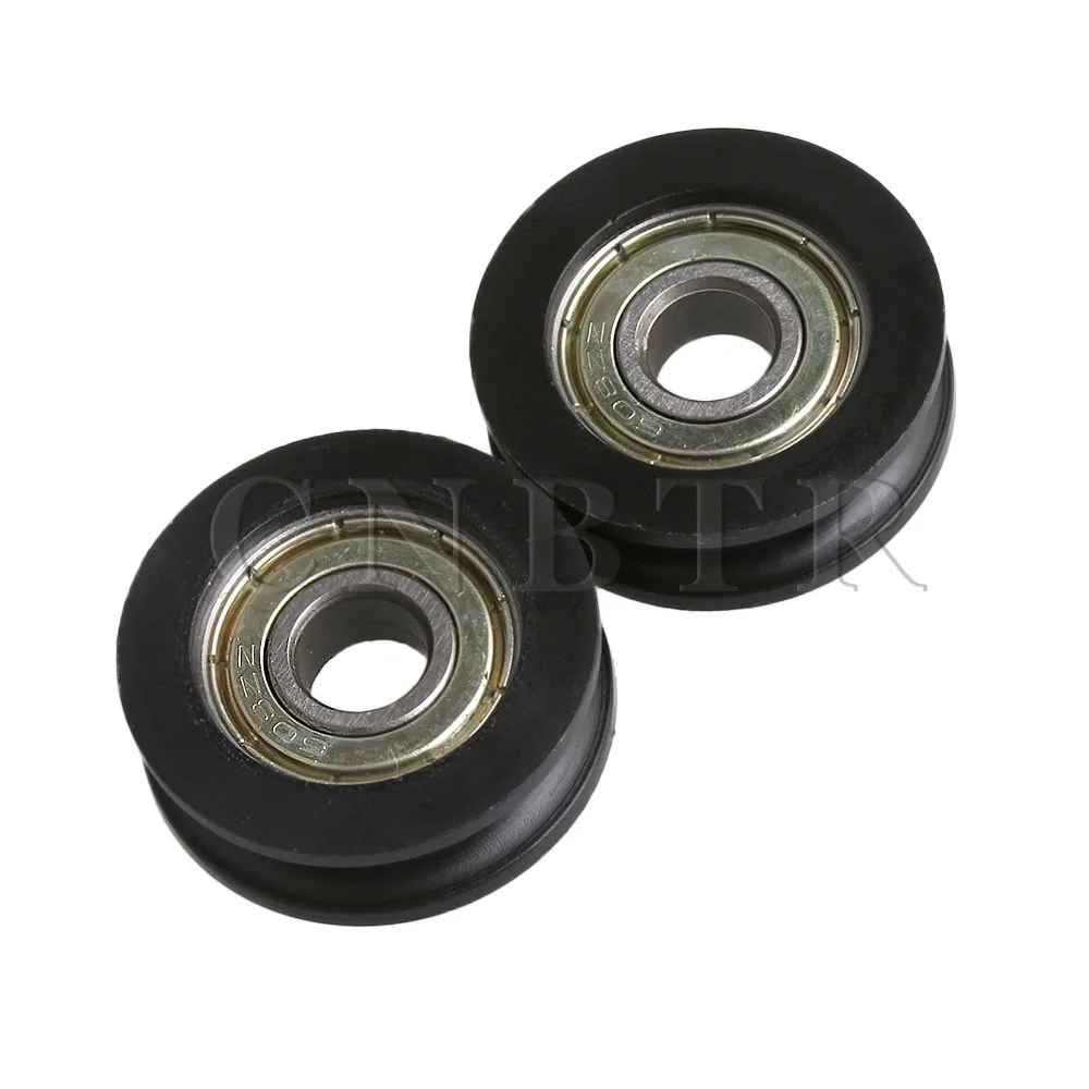 CNBTR 3x1cm Black Round U-Type Groove Wheels Guide Track Roller Bearing Pulley for Furniture Pack of 4