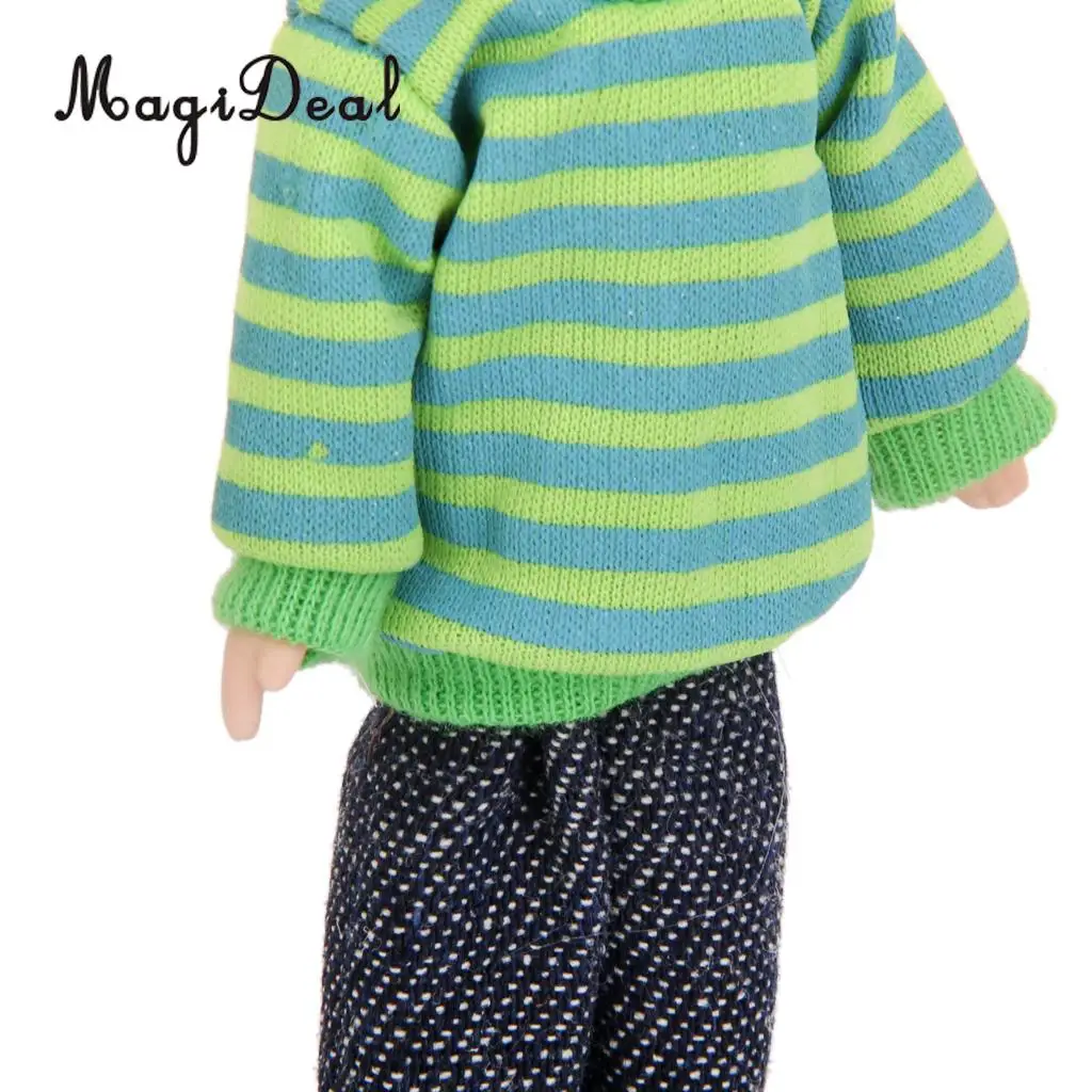 1/12 Scale DollHouse Miniature Figures Porcelain Dolls Brown Hair Little Boy for Home Bedroom Desk Decor Children Kids Baby Toy