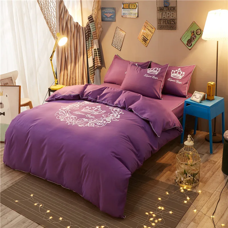 

Bedding Sets 4pcs Quilt cover. Bed linen. Pillowcase*2. Korean pure color cartoon flower color Comfortable Multi Size optional