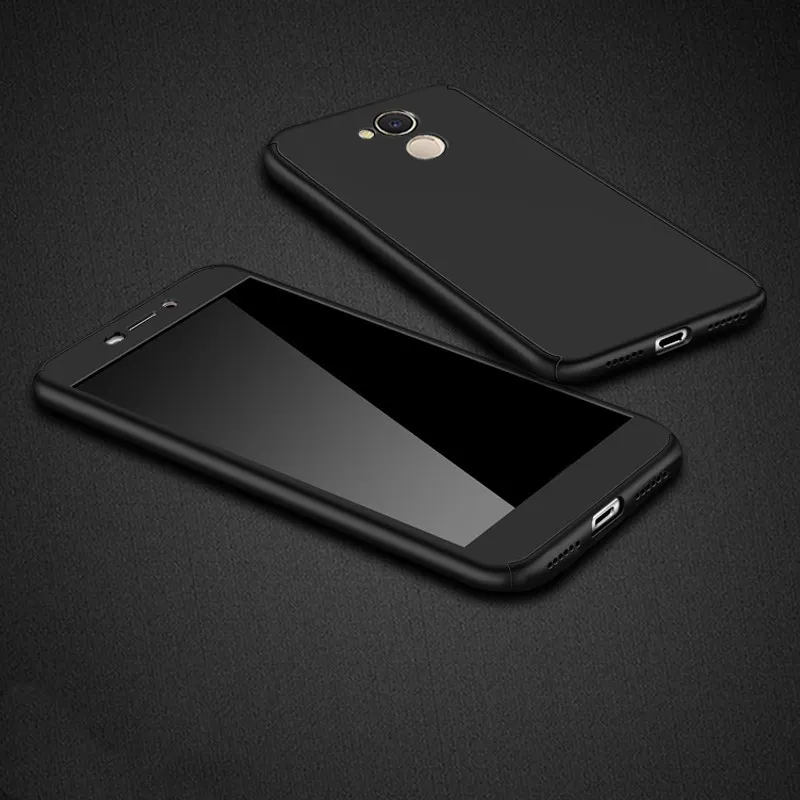 360 чехол для Huawei Honor 6C Pro, чехол для Huawei Honor 6C 6 c/V9, чехол для игр с закаленным стеклом - Цвет: Черный
