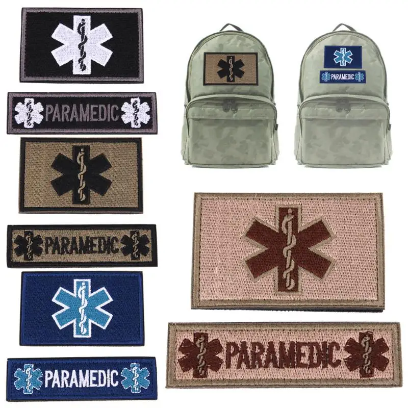 

2pcs/set Embroidery Patch Emergency Medical Technician PARAMEDIC EMT Embroidered Patches Military Tactical Armband Badge Badges