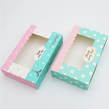 

10 Pcs Cheese Cake Paper Box Cookie Candy Biscuit Packaging Box Container with Clear Window