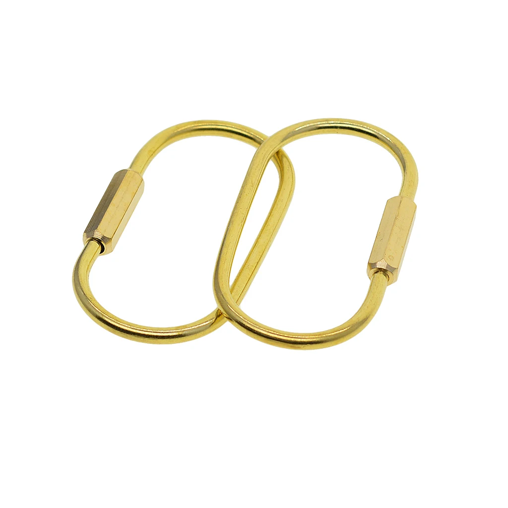 2Pc Durable Brass Screw Lock Key Chain Ring Hanging Ring Oval Shape Simple Style Keychain for Men Women Jewelry Making Accessory