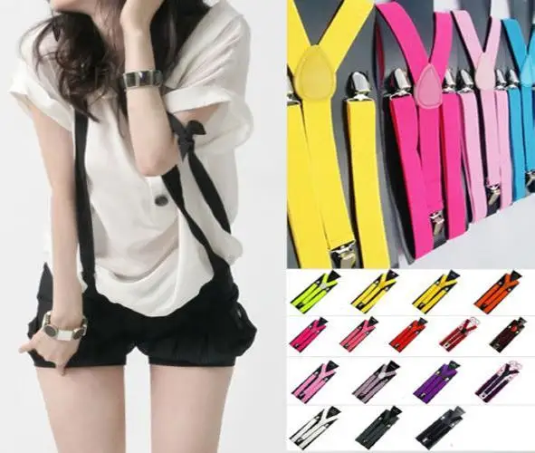 

Mens Womens Suits Elastic Striped Casual Unisex Clip-on Suspenders Elastic Y-Shape Adjustable Braces Solids 25*100cm Colorful
