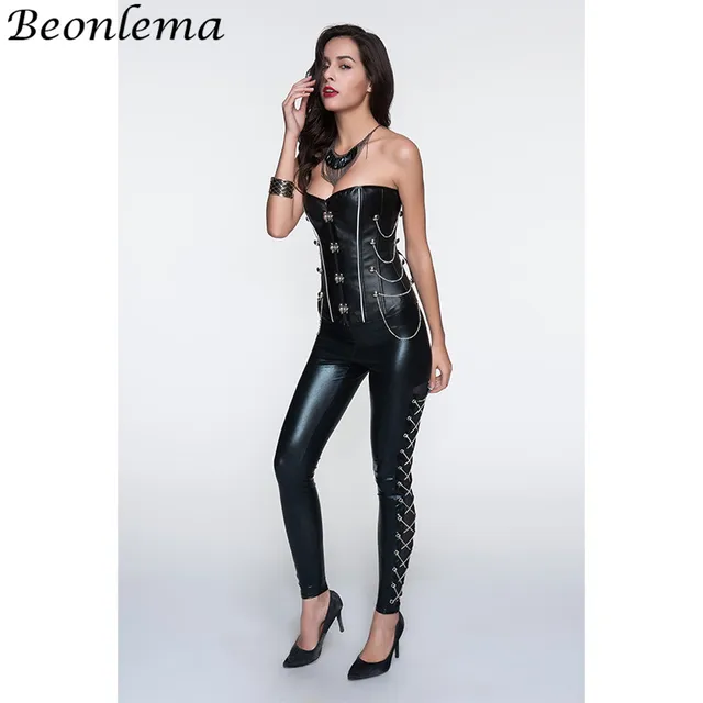Beonlema Chain Black Corset Steampunk Women Waist Modeling