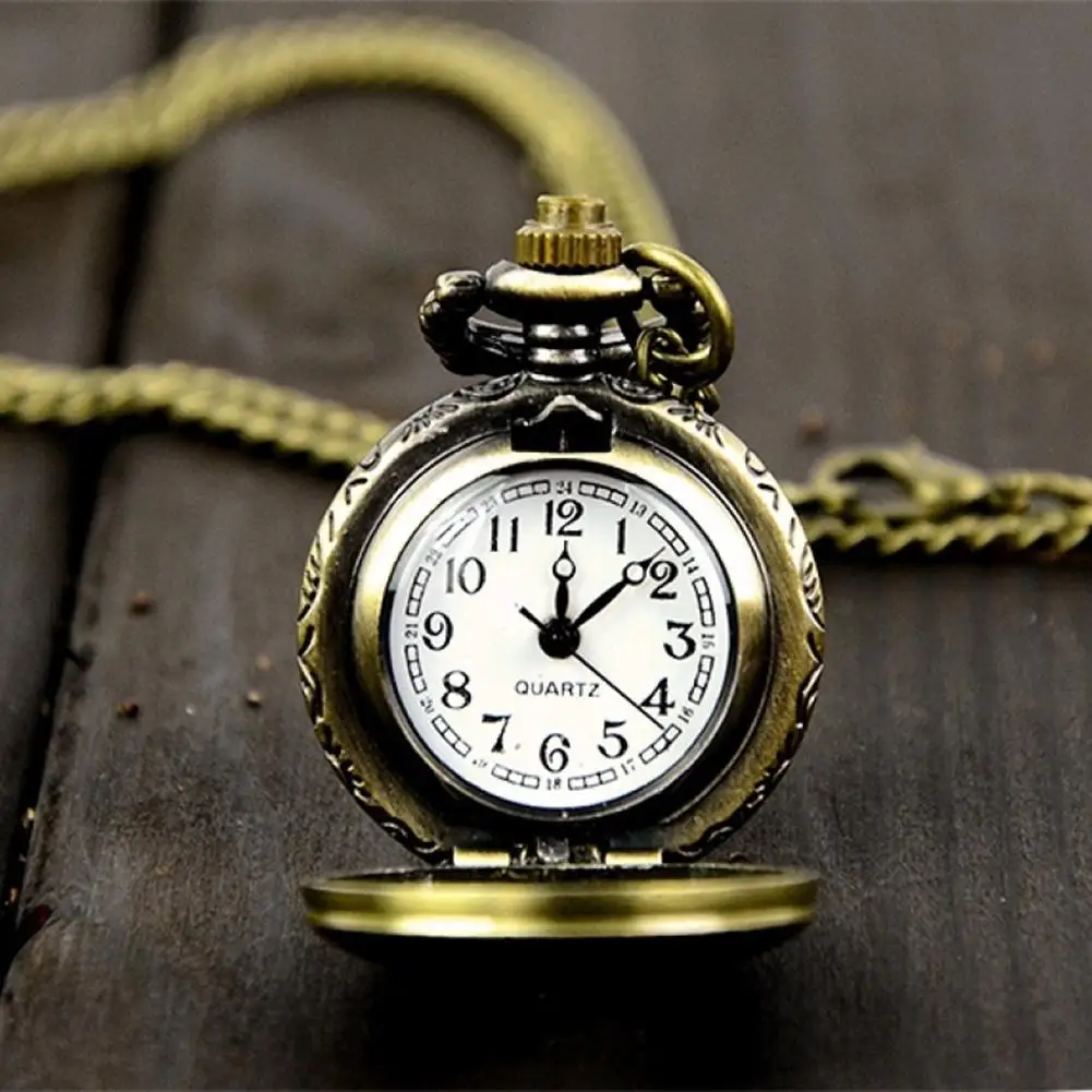 Унисекс Карманные часы Ретро винтажные часы стимпанк кварцевые Ожерелье резьба кулон цепочка карманные часы Новинка