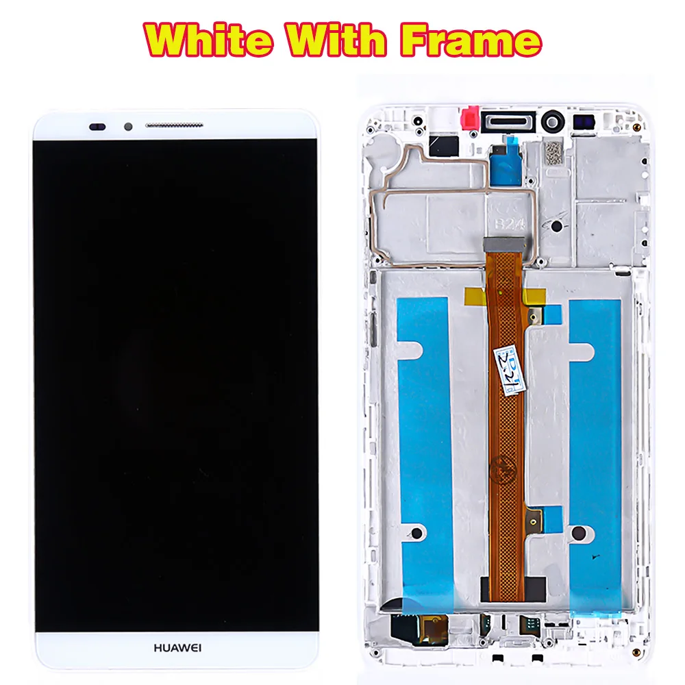 Huawei mate 7 ЖК-дисплей сенсорный экран дигитайзер панель в сборе 6,0 дюймов 1920*1080 рамка с бесплатным закаленным стеклом и стеклом - Цвет: White with Frame