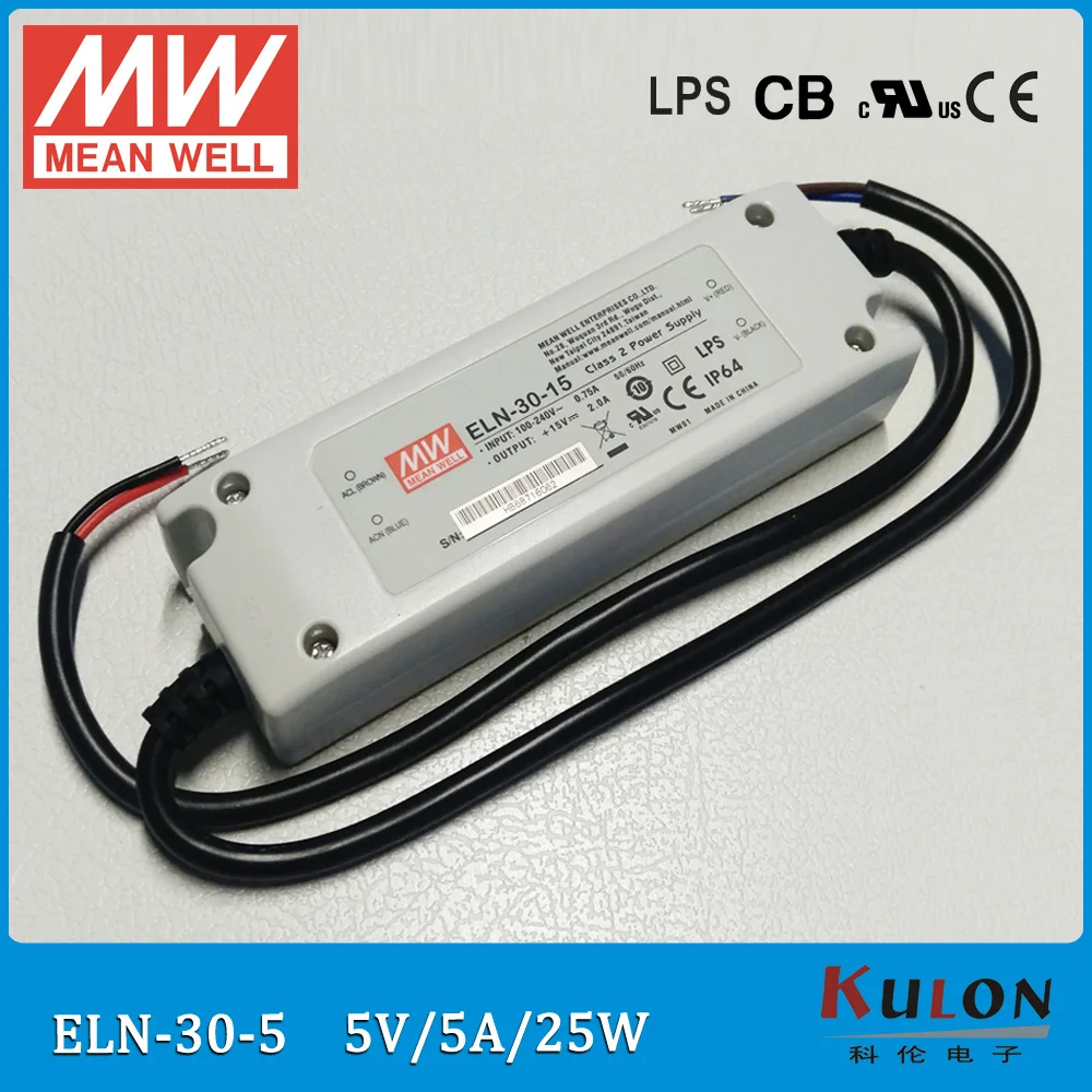 

Original Meanwell ELN-30-5 led driver 25W 5A 5V IP64 waterproof LED power supply for LED lighting