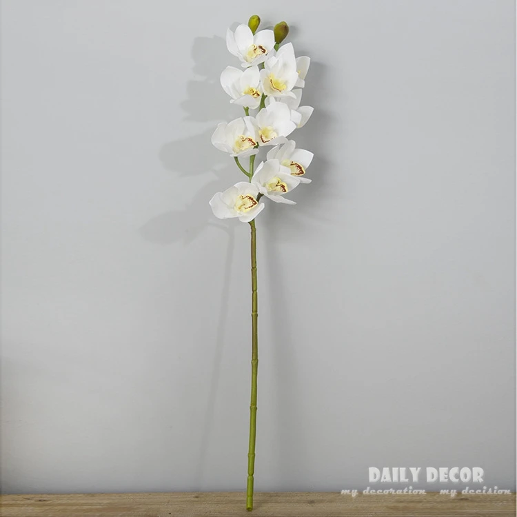 3D реальные касания искусственные, силиконовые Faber Cymbidum ручной фетр латексные цветы Cymbidium свадебные декоративные орхидеи 6 шт./партия