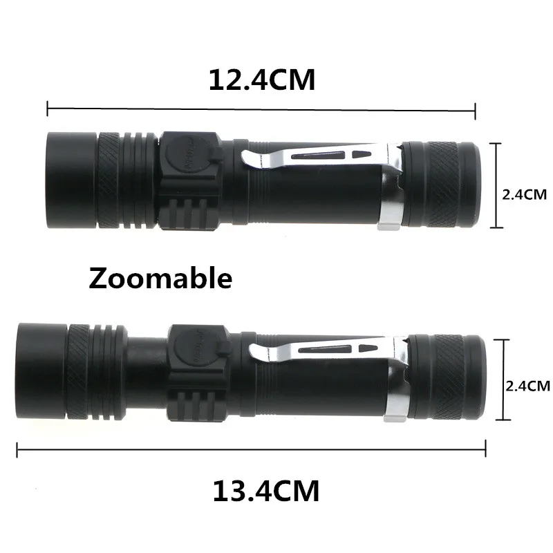 Мини светодиодный фонарик USB 18650 Батарея Перезаряжаемые Масштабируемые Cree T6 светодиодный фонарик Lanterna Регулируемый с зажимом