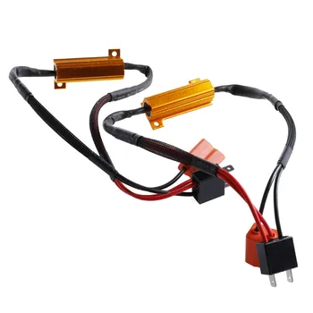 

OOTDTY 2Pcs H7 50W 6Ohm LED DRL Fog Light Canbus Load Resistor Wiring Harness DC 12-24V