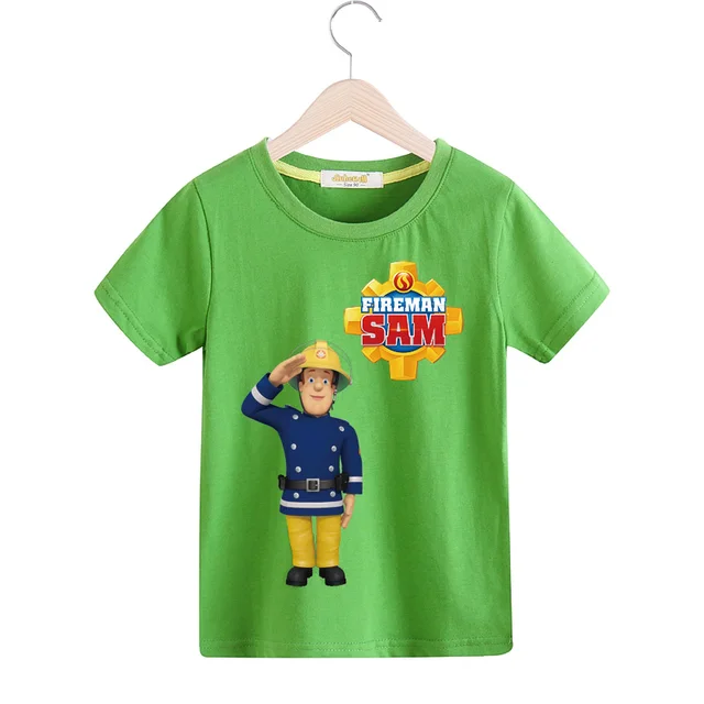2018 Cartoon Fireman Sam T shirt For Boy Girls Short Sleeves