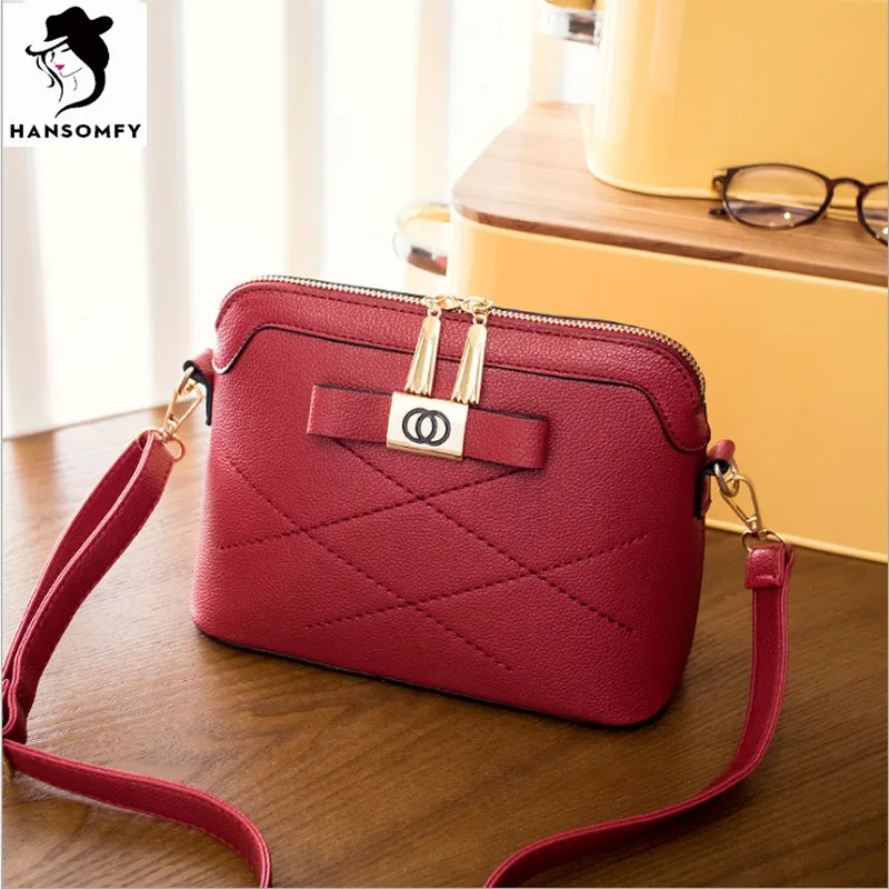Japan and Korean Style Women Bag Fashion Solid Shell Leather Messenger