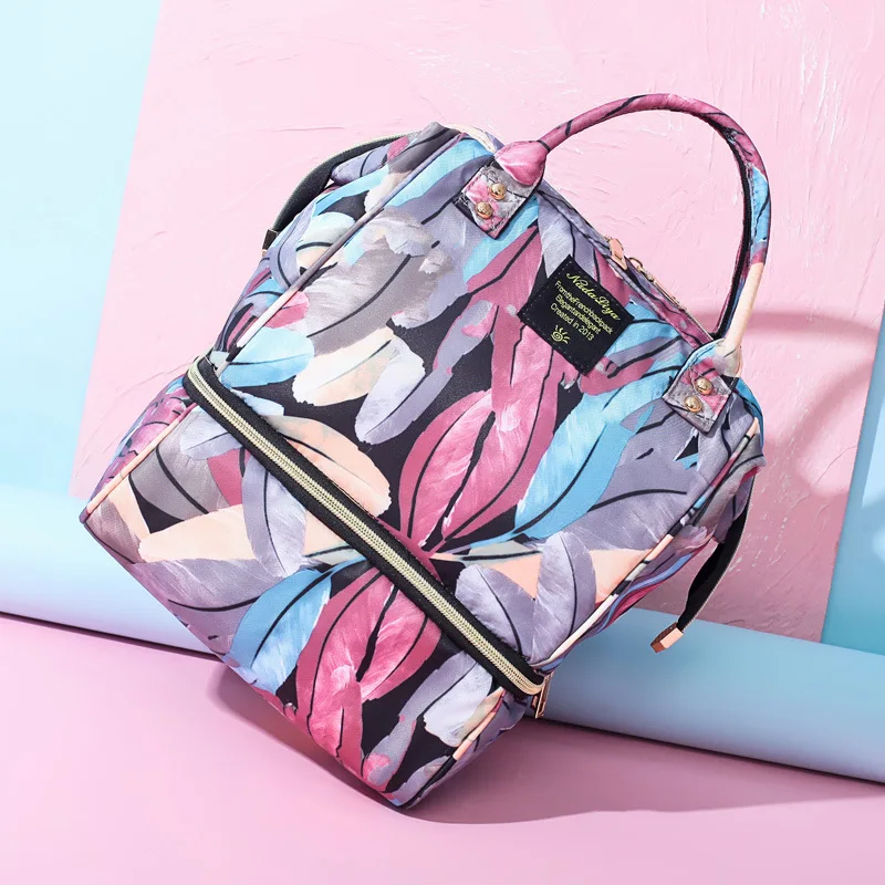 

Fashion Waterproof printing Maternity Baby Mummy Nappy Diaper Bag Handbag Organizer Large capacity insulated bag Mummy backpack