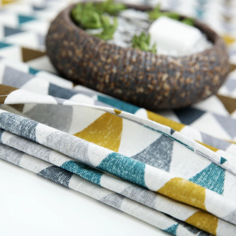 Triangle Printed Patterns Table Cloth Cotton Linen Dining Decorated Mediterranean Style Can Wash The Tablecloth