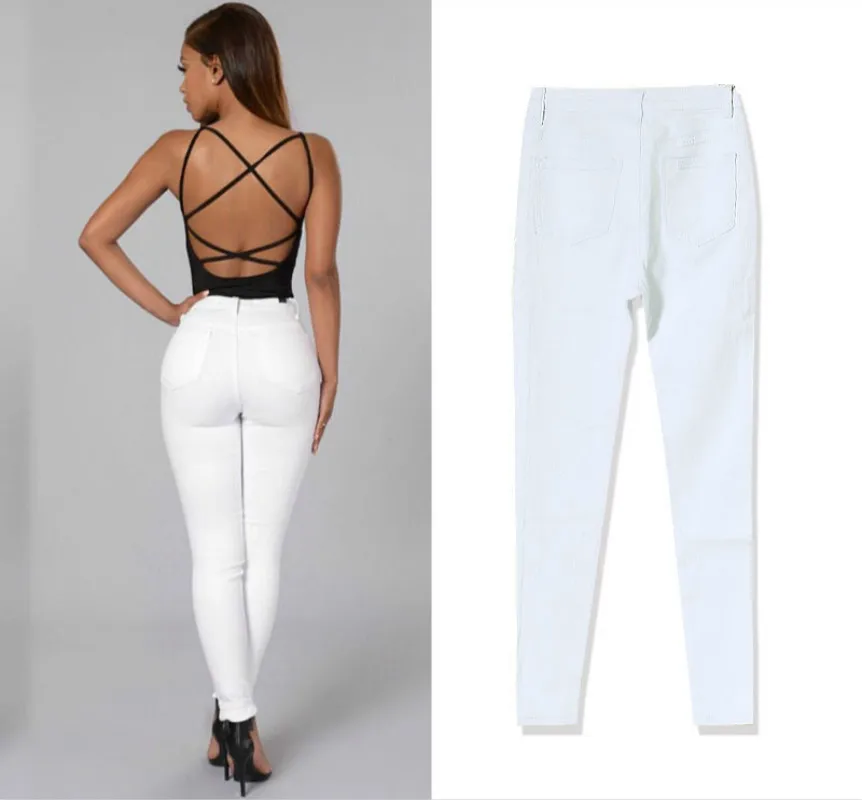 gap jeans High Waist Jeans Women Casual White Elastic Sexy Slim Denim Pencil Pants Stretch Skinny Lady Trousers Pantalon Femme Clothes maternity jeans