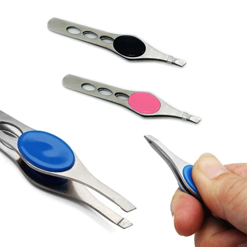 1pc Beauty Women Eyebrow Tweezer Stainless Steel Slanted Tip Eyebrow Tweezer Hair Removal Clip Random Color Mayitr