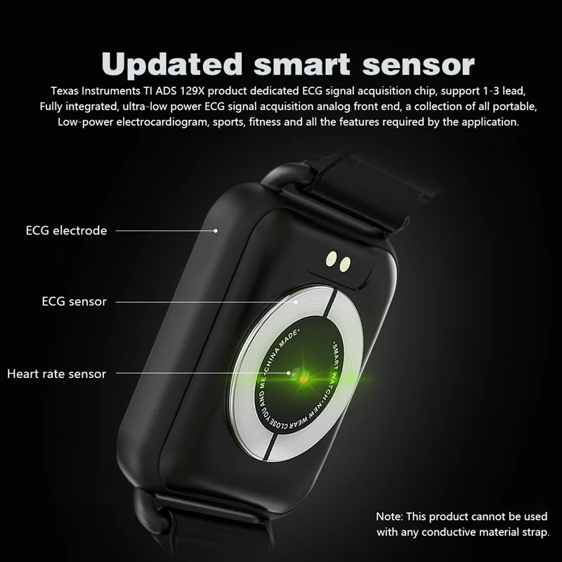 Smart Watch Heart Rate Blood Pressure ECG Bracelet Fitness Tracker Sleep Moniter Call Reminder Calories Step Sport Wrist Band