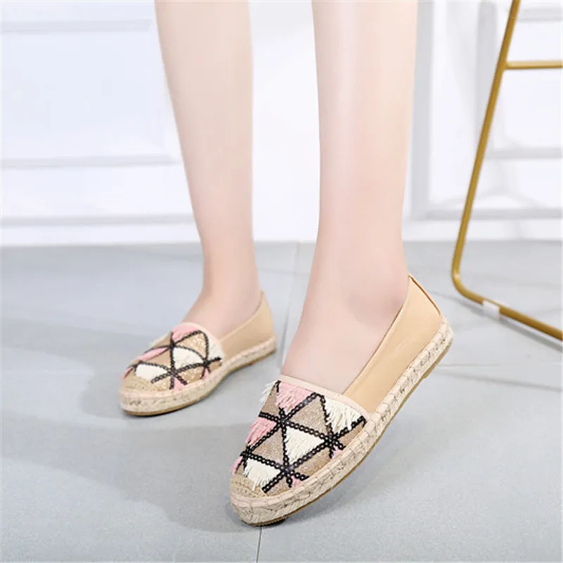 Brand Patchwork Espadrilles Shoes Woman New Comfortable Slip On Women Platform Creepers Flats Ladies Loafers Pink Navy Moccasins (16)