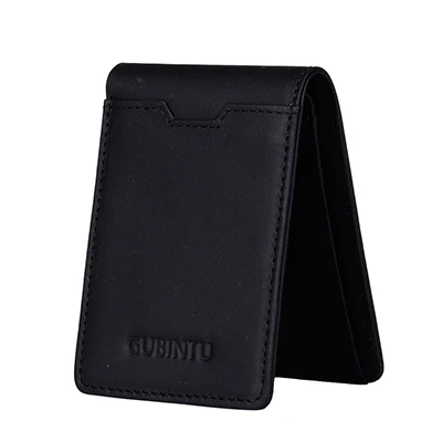 GUBINTU кошельки, мужской кошелек из натуральной кожи, тонкий передний карман, мужской кошелек, чехол для карт с блокировкой RFID, кошелек Carteira - Цвет: Black