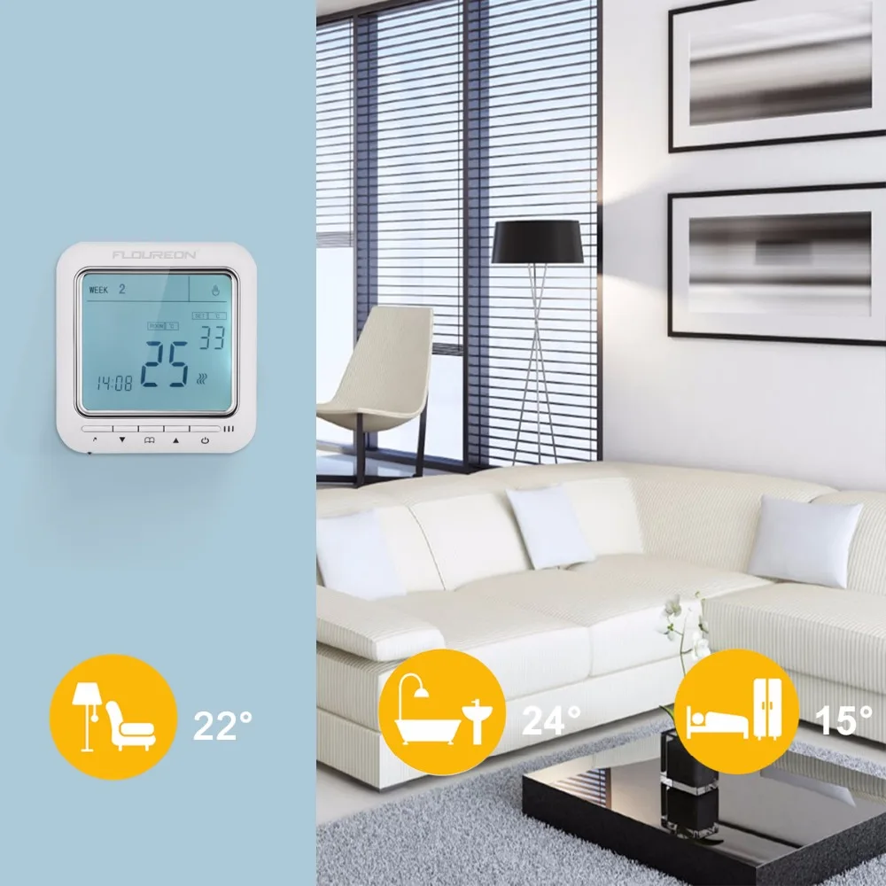 Floureon цифровой термостат с ЖК-дисплеем, контроль температуры, терморегулятор для промышленных/коммерческих/бытовых помещений, контроль температуры