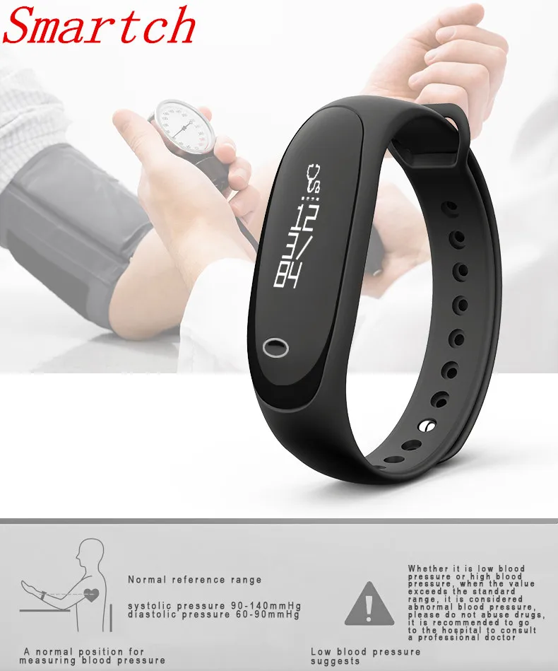 Smartch New Blood Pressure Test Smart Bracelets Heart Rate Pedometer