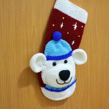 

Crochet handmade sock for festival polar bear style model number SC0041