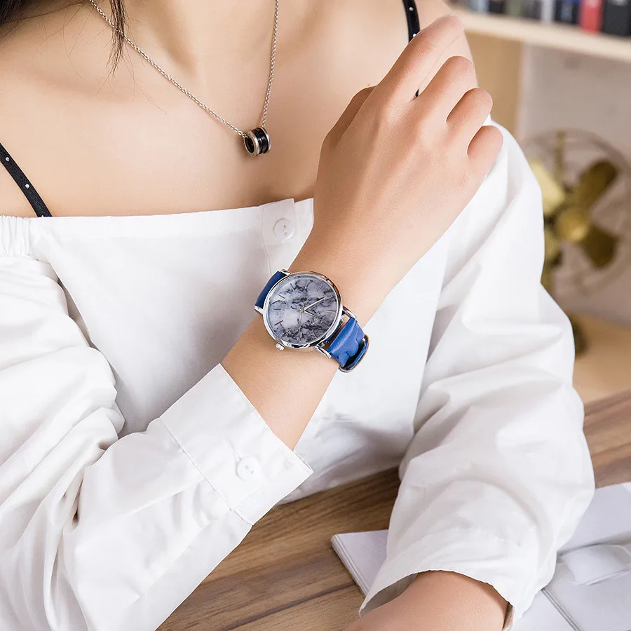 CCQ Casual Quartz Leather Band Marble dial Analog Quartz Wrist Watch Women mujer watches Casual clock leather band 2018 new B40