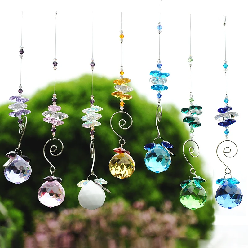 

H&D 30mm Rainbow Octagon Hanging Ball Pendant Crystal Prism Suncatcher (Blue)