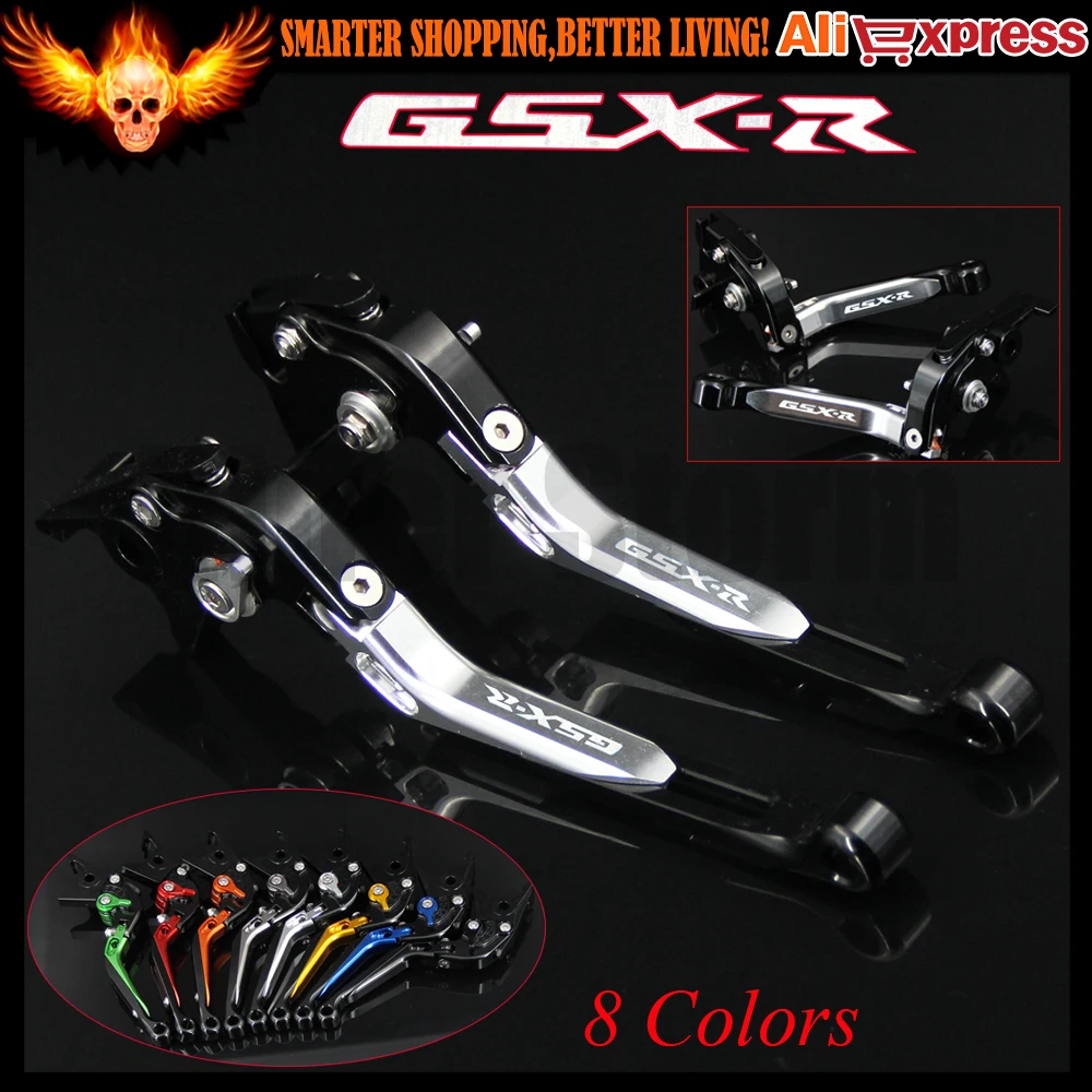 

New Logo(GSX-R) Sliver+Black CNC Adjustable Motorcycle Brake Clutch Levers For Suzuki GSXR600 1997 1998 1999 2000 2001 2002 2003