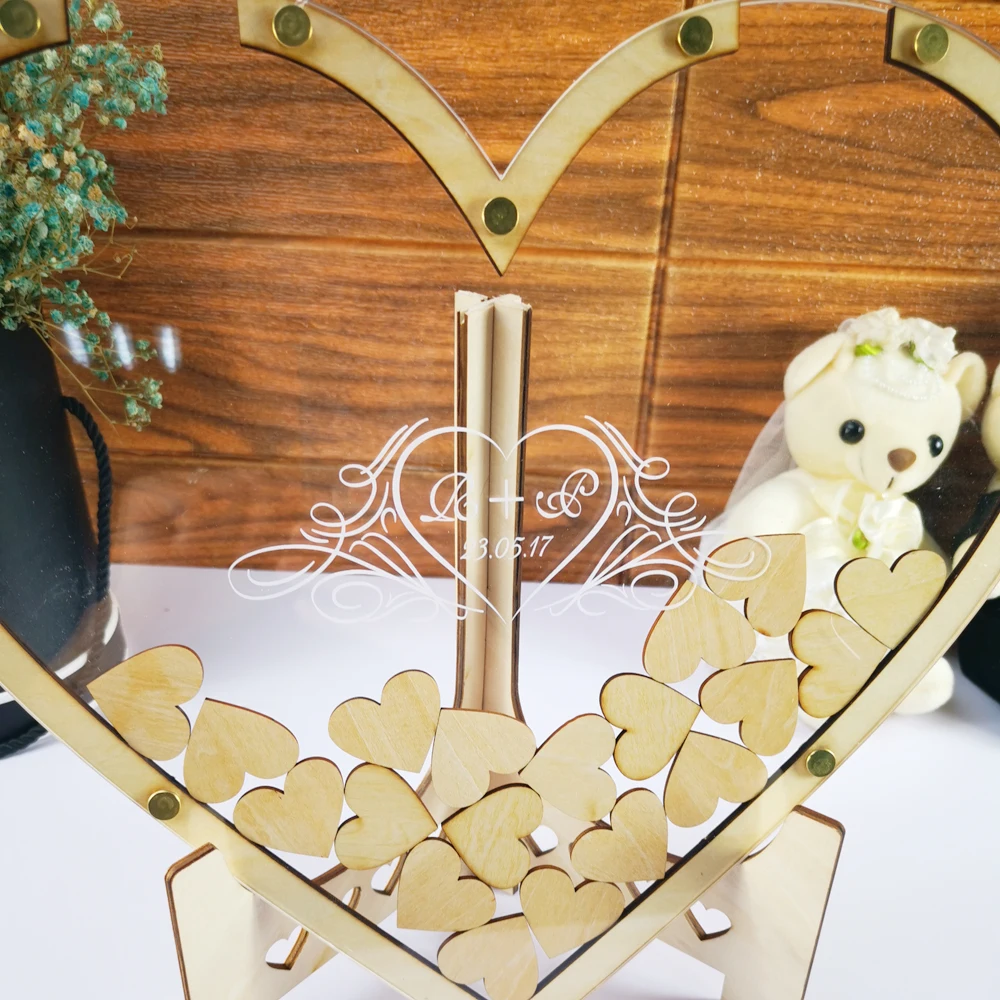 Mr&Mrs Initials And Date 3D Heart Wedding Guest Book Unique Wedding Decoration Rustic Sweet Guest book