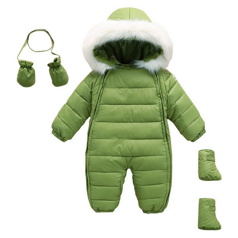 

Winter Baby Rompers For Newborns Snow Wear Clothing Pink Beige Green Newborn Clothing Sets SW001303107