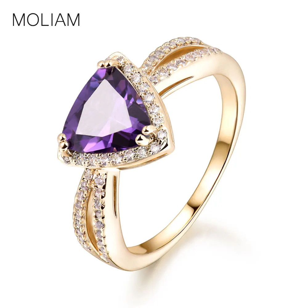 MOLIAM женское кольцо модные трендовые ювелирные изделия фиолетовые/зеленые кубические циркониевые треугольные хрустальные кольца миди кольца MLR382/MLR383