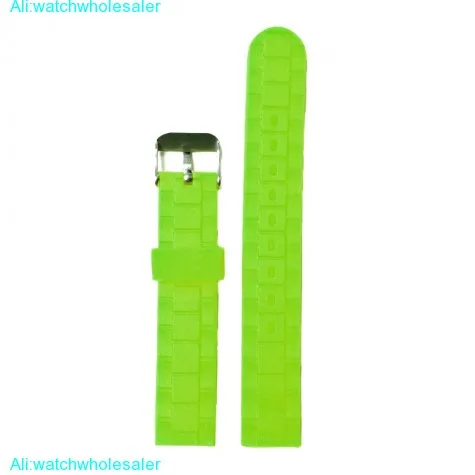 16mm Neon Green Color Silicone Jelly Rubber Unisex Watch Band Straps WB1060G16JB