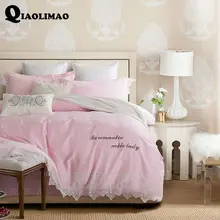 2017 Luxury 60s Long-Staple Cotton Bedding Sets Embroidered Lace Edge Duvet Cover Set Queen/King Size Bedclothes Bed Linen 4 Pcs